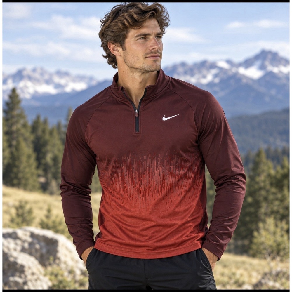 Nike Dri-FIT ADV Tour Mens XXL 1/4 Zip Golf Pullover Red Maroon Ombre FD5833-626